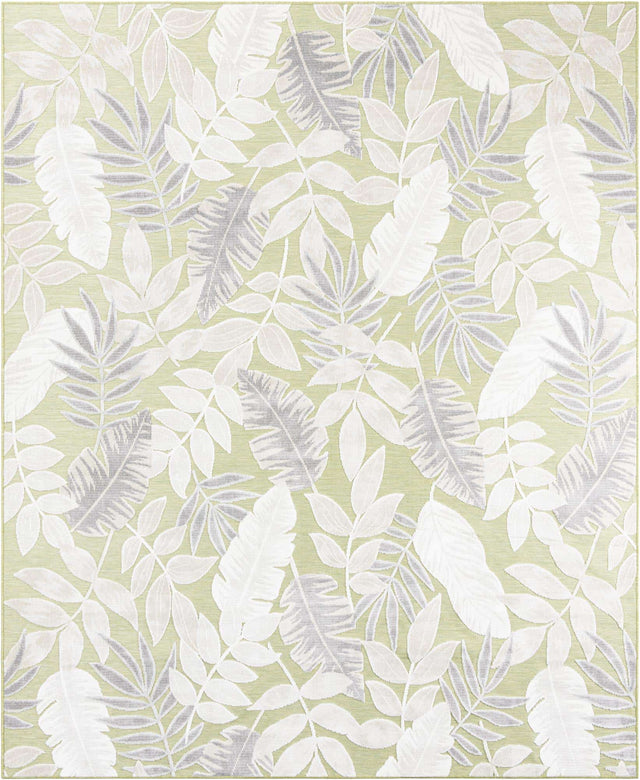 Green 8' 2 x 10' Outdoor Botanical Rectangle Area Rug Weather Resistant for Patio, Deck, Terrace, Balcony, Porch Polypropylene Garden Floral Tropical Carpet for Sale at Rug Engine