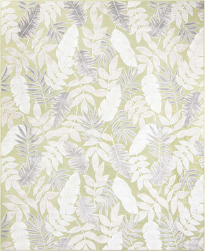 Green 9' 9 x 12' Outdoor Botanical Rectangle Area Rug Weather Resistant for Patio, Deck, Terrace, Balcony, Porch Polypropylene Garden Floral Tropical Carpet for Sale at Rug Engine