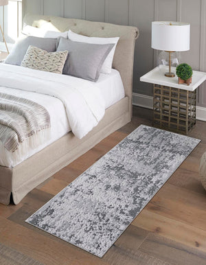 Gray 2' 7 x 10' Abbey Runner Area Rug 100% Cotton All Natural Living Dining Room Bedroom Carpet for Sale at Rug Engine