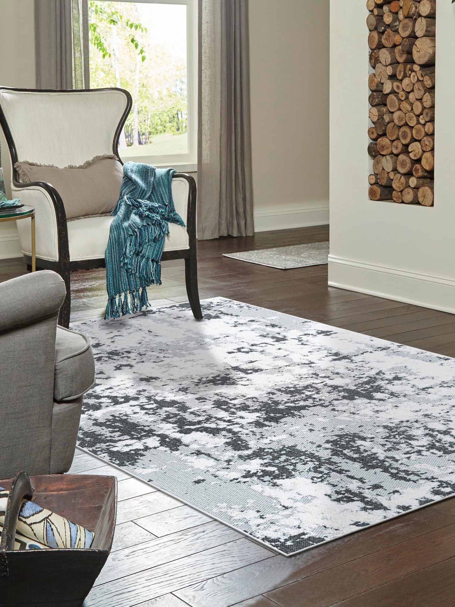 Black 6' 5 x 9' Abbey Rectangle Area Rug 100% Cotton All Natural Living Dining Room Bedroom Carpet for Sale at Rug Engine