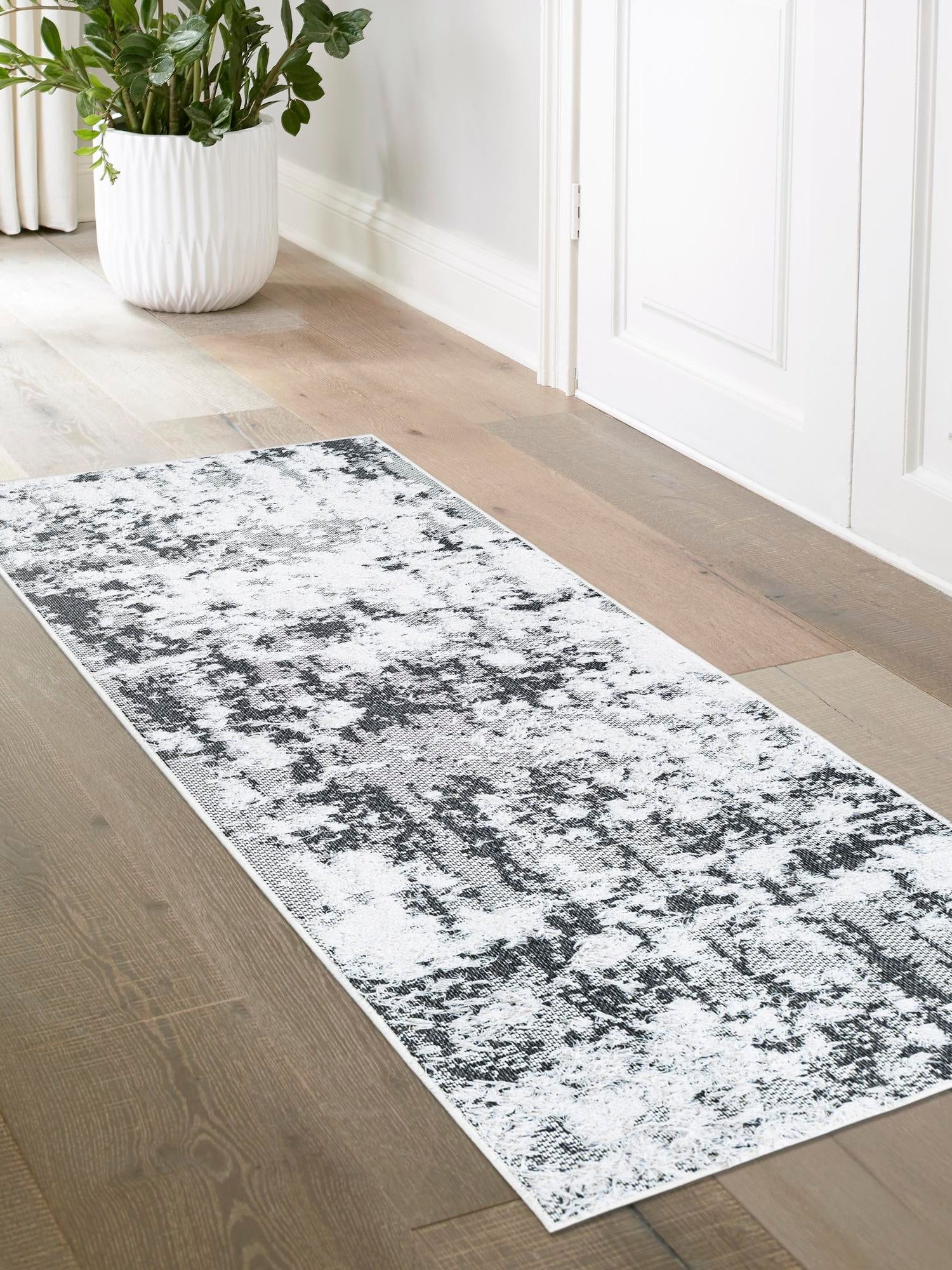 Black 2' 3 x 6' 1 Abbey Runner Area Rug 100% Cotton All Natural Living Dining Room Bedroom Carpet for Sale at Rug Engine