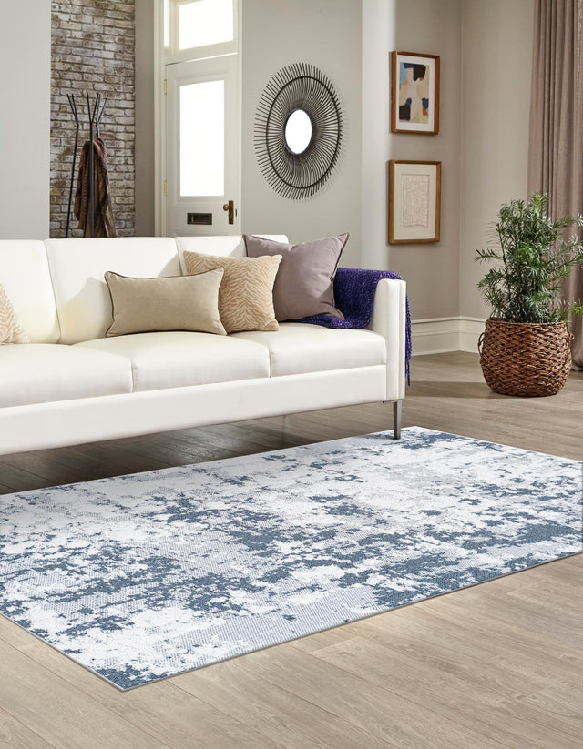 Navy Blue 9' 10 x 12' Abbey Rectangle Area Rug 100% Cotton All Natural Living Dining Room Bedroom Carpet for Sale at Rug Engine