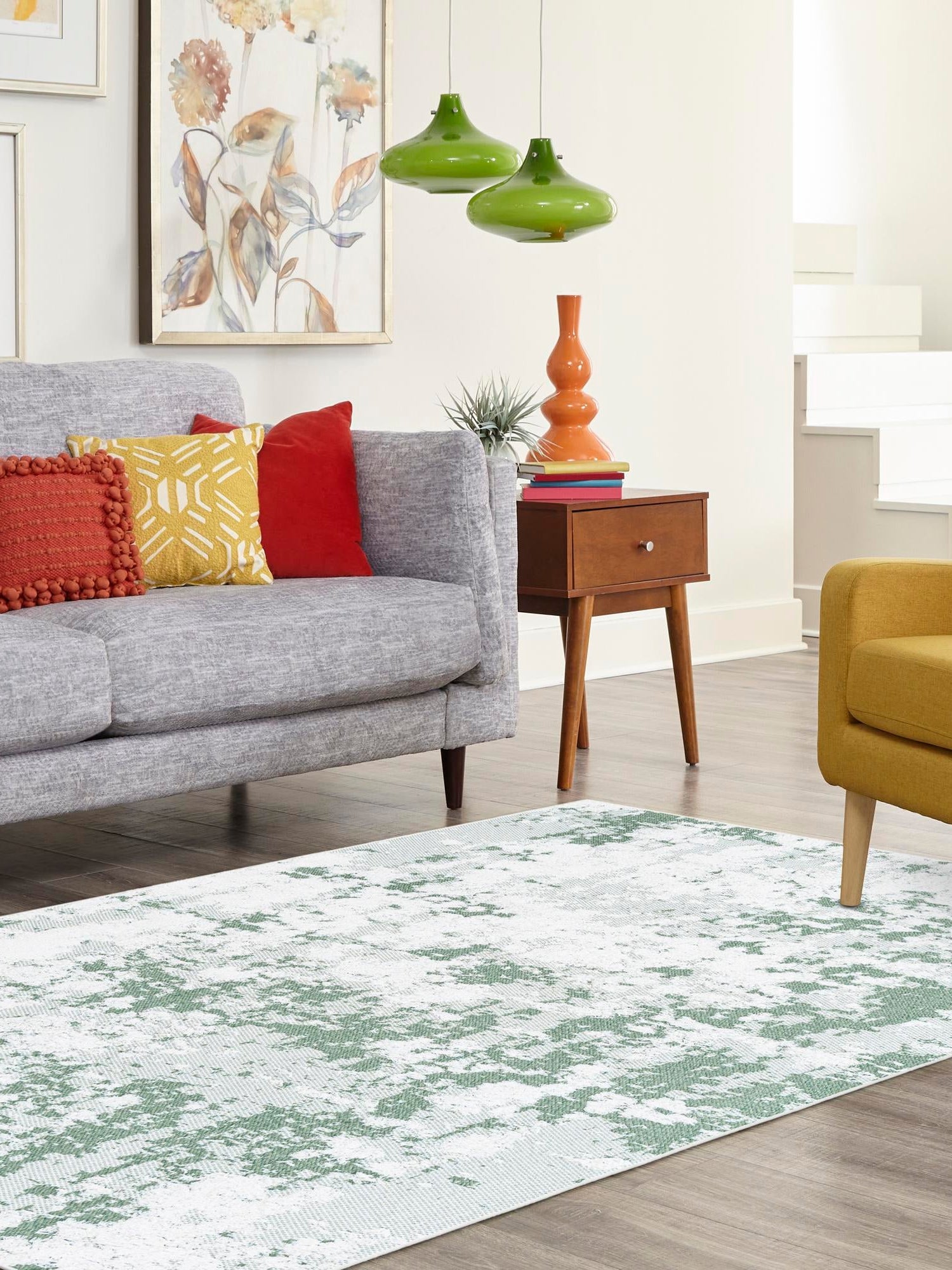 Green 2' 3 x 3' 1 Abbey Rectangle Area Rug 100% Cotton All Natural Living Dining Room Bedroom Carpet for Sale at Rug Engine