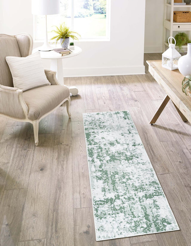 Green 2' 7 x 12' Abbey Runner Area Rug 100% Cotton All Natural Living Dining Room Bedroom Carpet for Sale at Rug Engine