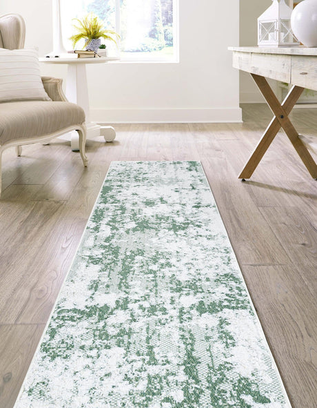 Green 2' 7 x 12' Abbey Runner Area Rug 100% Cotton All Natural Living Dining Room Bedroom Carpet for Sale at Rug Engine