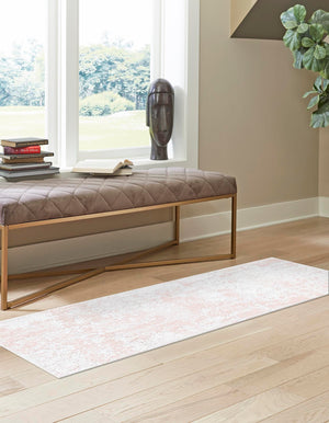 Pink 2' 7 x 12' Abbey Runner Area Rug 100% Cotton All Natural Living Dining Room Bedroom Carpet for Sale at Rug Engine