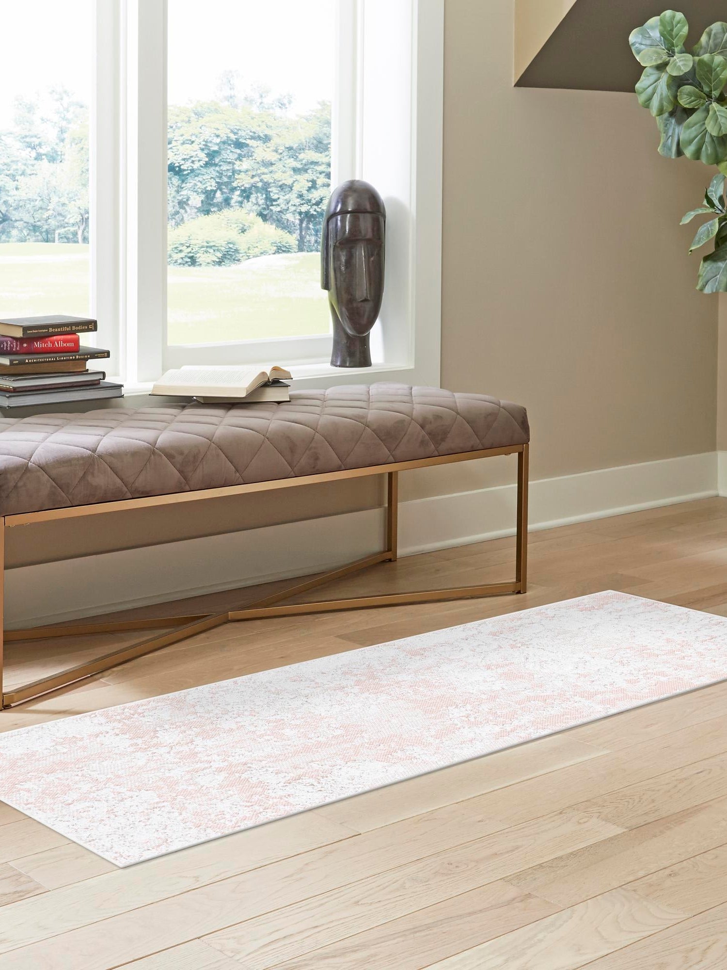 Pink 2' 3 x 4' 1 Abbey Runner Area Rug 100% Cotton All Natural Living Dining Room Bedroom Carpet for Sale at Rug Engine