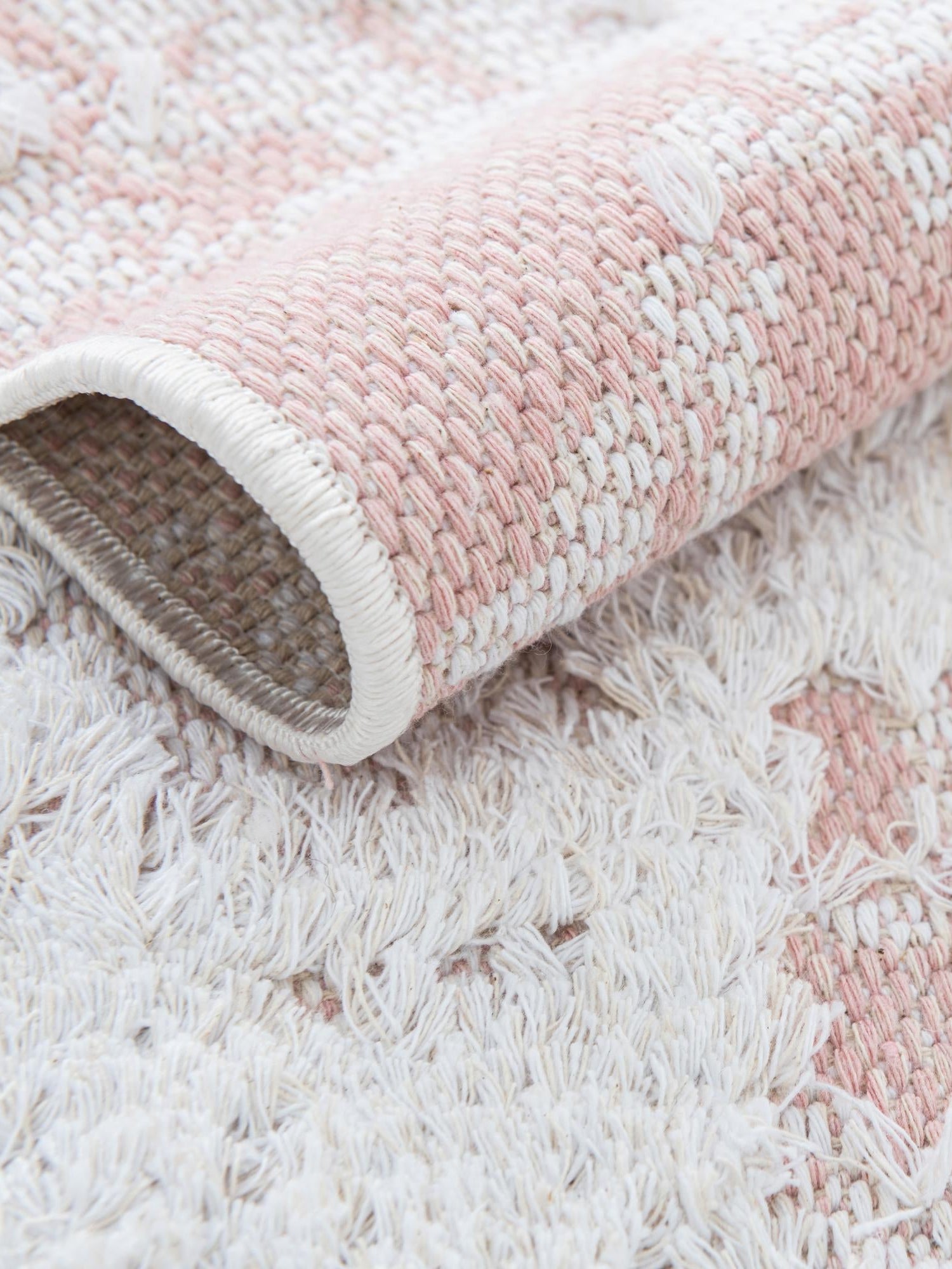 Pink 2' 7 x 10' Abbey Runner Area Rug 100% Cotton All Natural Living Dining Room Bedroom Carpet for Sale at Rug Engine