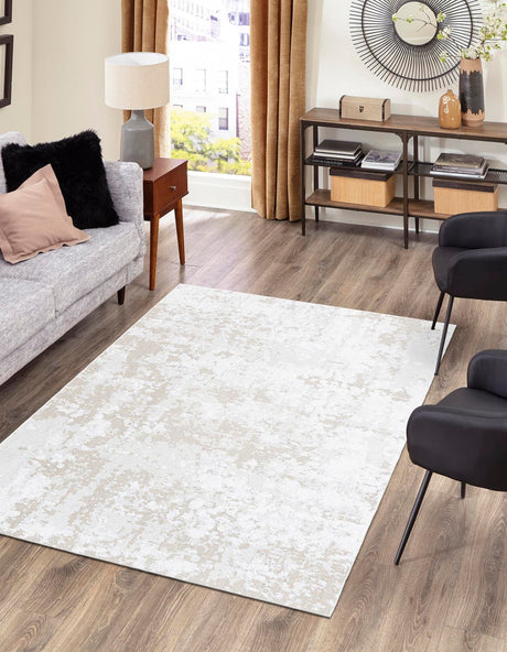 Ivory 5' 3 x 8' Abbey Rectangle Area Rug 100% Cotton All Natural Living Dining Room Bedroom Carpet for Sale at Rug Engine