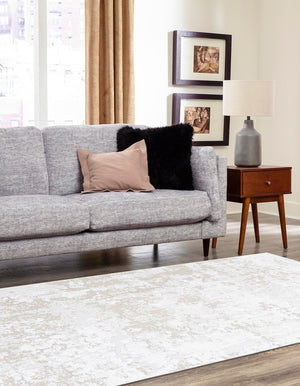 Ivory 8' 2 x 10' Abbey Rectangle Area Rug 100% Cotton All Natural Living Dining Room Bedroom Carpet for Sale at Rug Engine