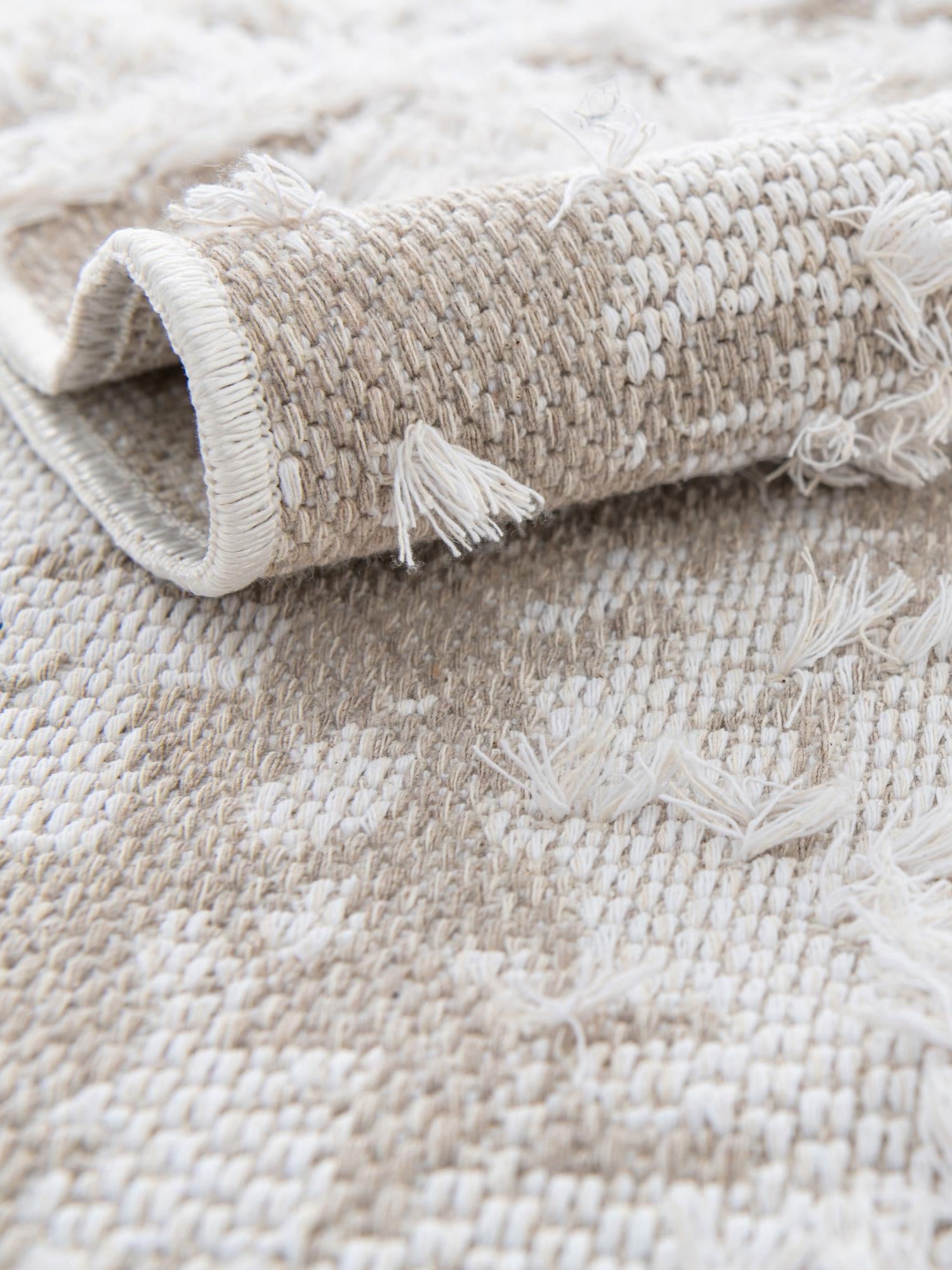 Ivory 2' 7 x 8' Abbey Runner Area Rug 100% Cotton All Natural Living Dining Room Bedroom Carpet for Sale at Rug Engine