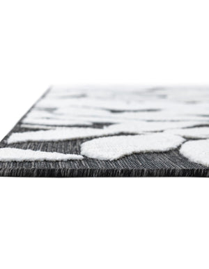 Black 5' 2 x 8' Outdoor Botanical Rectangle Area Rug Weather Resistant for Patio, Deck, Terrace, Balcony, Porch Polypropylene Garden Floral Tropical Carpet for Sale at Rug Engine