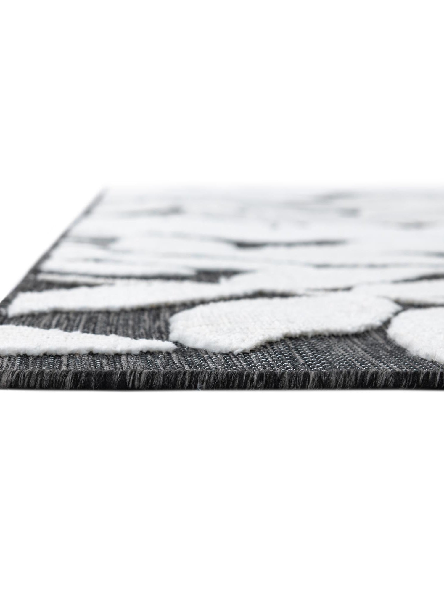 Black 4' 5 x 6' 1 Outdoor Botanical Rectangle Area Rug Weather Resistant for Patio, Deck, Terrace, Balcony, Porch Polypropylene Garden Floral Tropical Carpet for Sale at Rug Engine