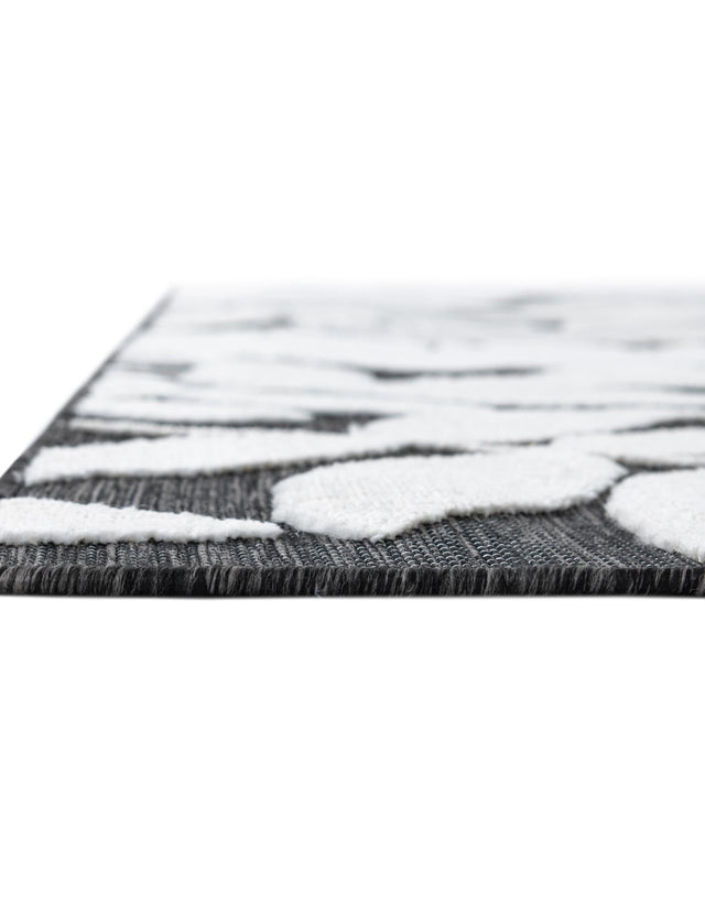 Black 8' 2 x 10' Outdoor Botanical Rectangle Area Rug Weather Resistant for Patio, Deck, Terrace, Balcony, Porch Polypropylene Garden Floral Tropical Carpet for Sale at Rug Engine