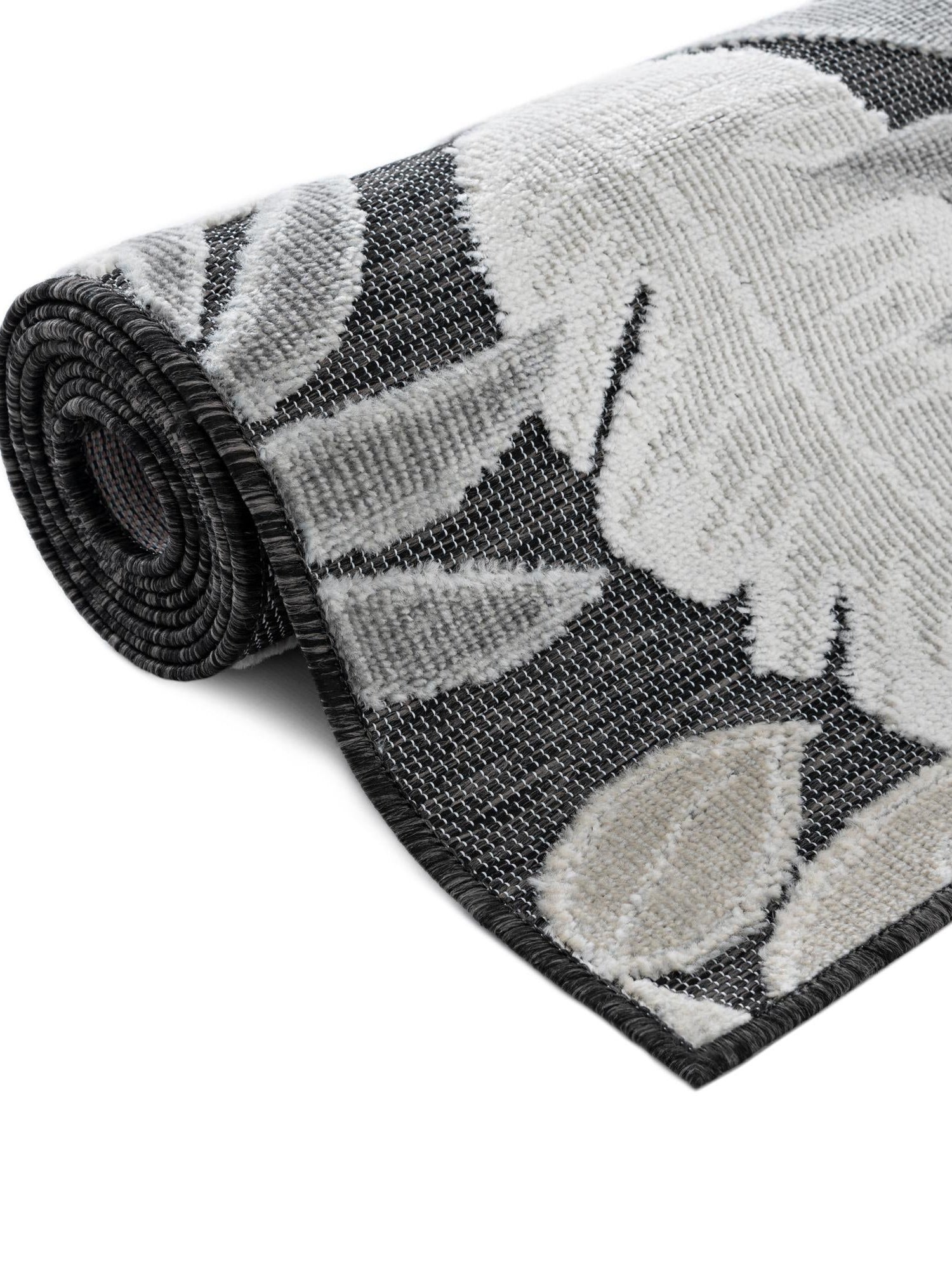 Black 6' 4 x 9' Outdoor Botanical Rectangle Area Rug Weather Resistant for Patio, Deck, Terrace, Balcony, Porch Polypropylene Garden Floral Tropical Carpet for Sale at Rug Engine