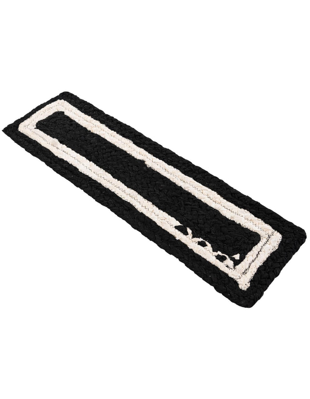 13 Pcs Black and White 1' x 2' 6 Braided Chindi Stair Treads