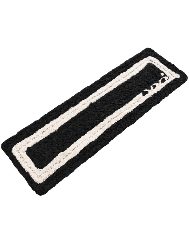 13 Pcs Black and White 1' x 2' 6 Braided Chindi Stair Treads