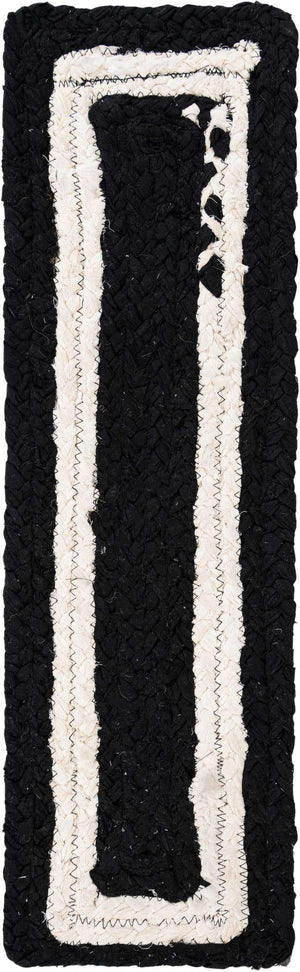 13 Pcs Black and White 1' x 2' 6 Braided Chindi Stair Treads