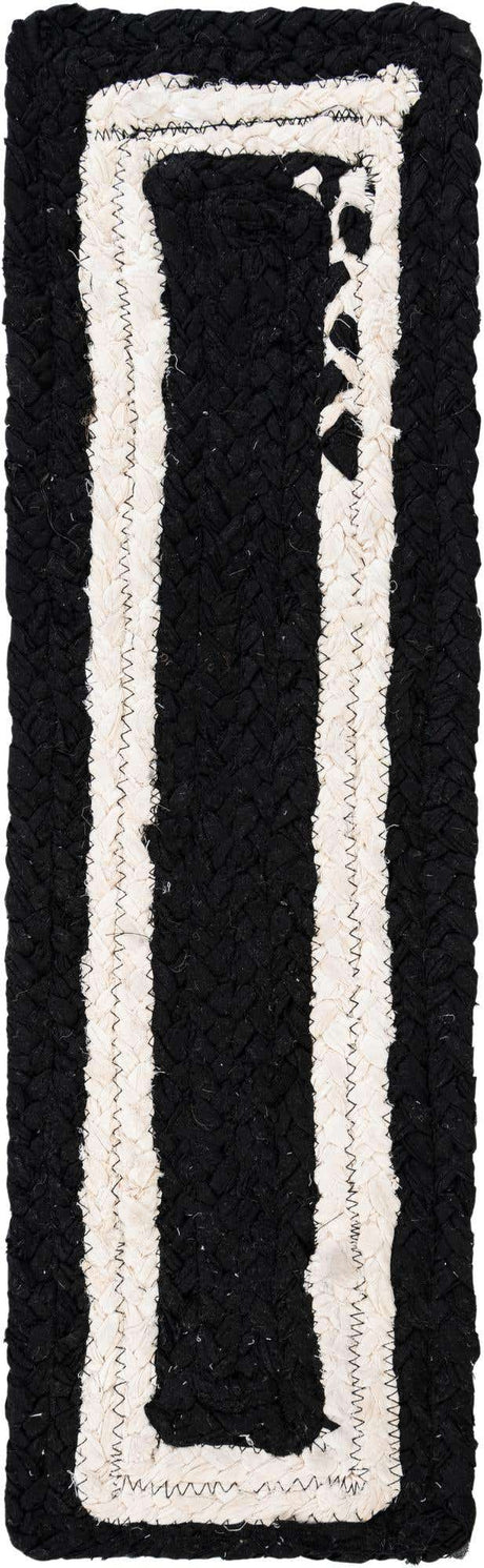 13 Pcs Black and White 1' x 2' 6 Braided Chindi Stair Treads
