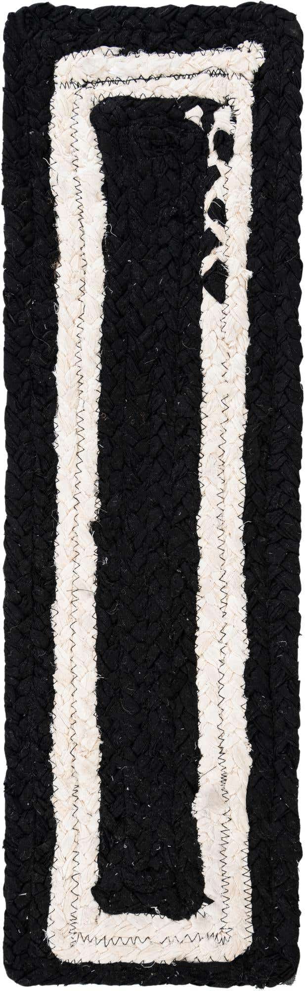 13 Pcs Black and White 1' x 2' 6 Braided Chindi Stair Treads