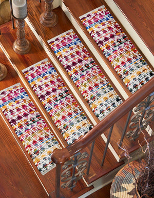 13 Pcs Multicolor 1' x 2' 6 Braided Chindi Stair Treads