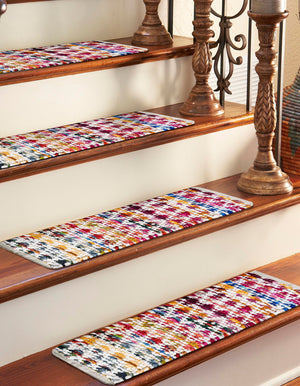 13 Pcs Multicolor 1' x 2' 6 Braided Chindi Stair Treads