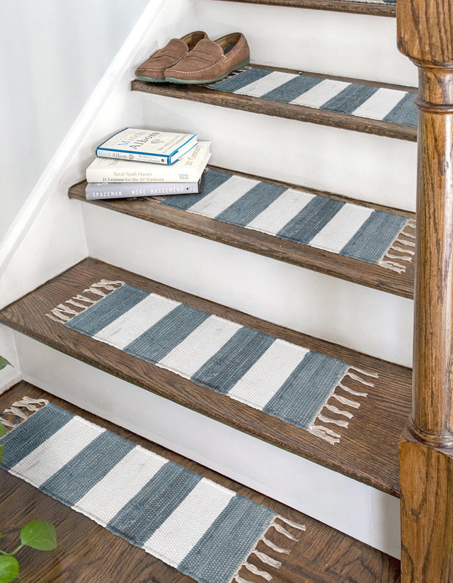 13 Pcs Gray 1' x 2' 6 Chindi Rag Stair Treads