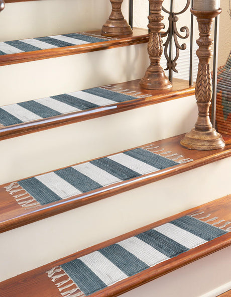 13 pcs Gray 0' 9 x 2' 6 Chindi Rag Indoor Stair Treads Accent Area Rug Staircase Set 100% Cotton All Natural Eco-Friendly Carpet Mat Decor for Homes for Sale at Rug Engine