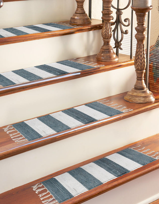13 Pcs Gray 1' x 2' 6 Chindi Rag Stair Treads