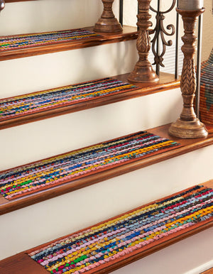 13 Pcs Multicolor 1' x 2' 6 Braided Chindi Stair Treads