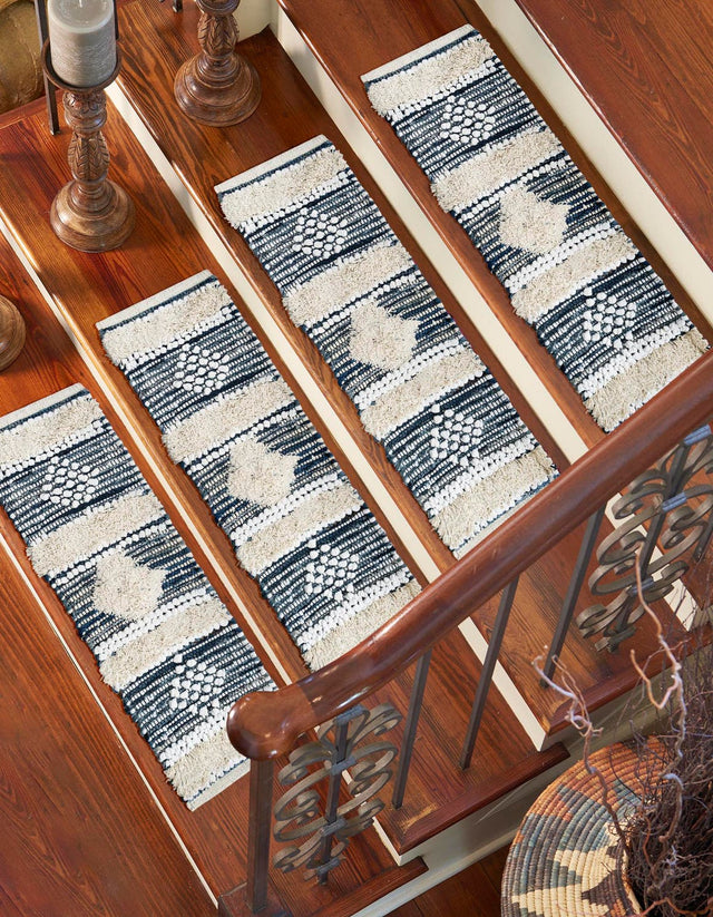 13 Pcs Ivory 1' x 2' 6 Cotton Chindi Stair Treads