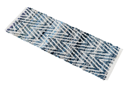 13 pcs Denim 0' 9 x 2' 6 Chindi Chevron Indoor Stair Treads Accent Area Rug Staircase Set 100% Denim Cotton All Natural Modern Geometric Carpet Dining Living Rooms Bathroom Dorm Decor for Sale at Rug Engine