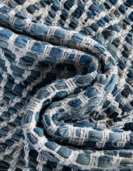 13 pcs Denim 0' 9 x 2' 6 Chindi Chevron Indoor Stair Treads Accent Area Rug Staircase Set 100% Denim Cotton All Natural Modern Geometric Carpet Dining Living Rooms Bathroom Dorm Decor for Sale at Rug Engine