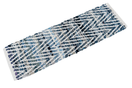 13 pcs Denim 0' 9 x 2' 6 Chindi Chevron Indoor Stair Treads Accent Area Rug Staircase Set 100% Denim Cotton All Natural Modern Geometric Carpet Dining Living Rooms Bathroom Dorm Decor for Sale at Rug Engine