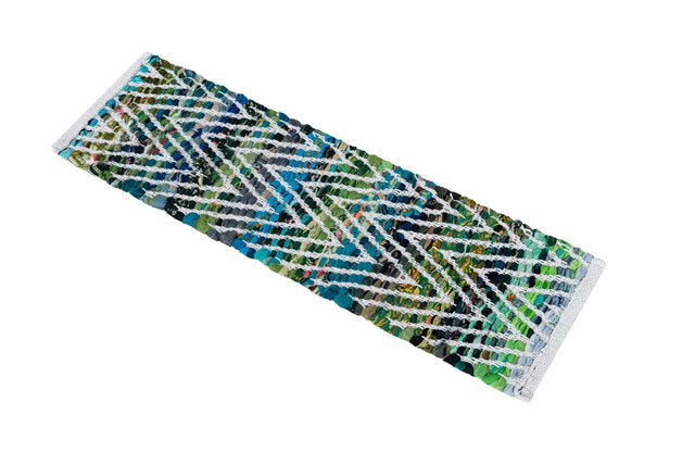 13 Pcs Green 1' x 2' 6 Chindi Chevron Stair Treads