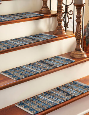 13 Pcs Navy Blue 1' x 2' 6 Chindi Jute Stair Treads