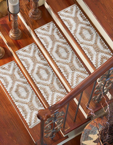 13 Pcs White 1' x 2' 6 Chindi Jute Stair Treads