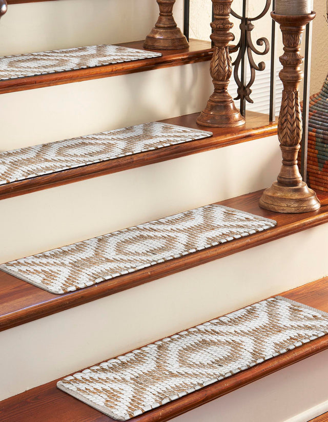13 Pcs White 1' x 2' 6 Chindi Jute Stair Treads