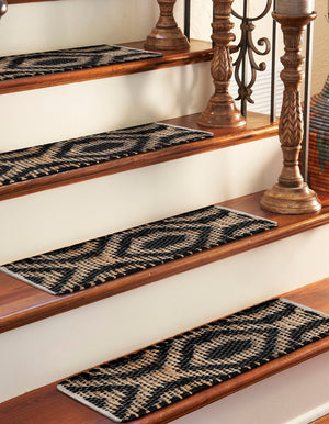 13 Pcs Black 1' x 2' 6 Chindi Jute Stair Treads