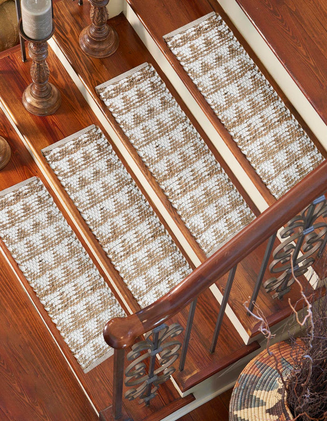 13 Pcs White 1' x 2' 6 Chindi Jute Stair Treads