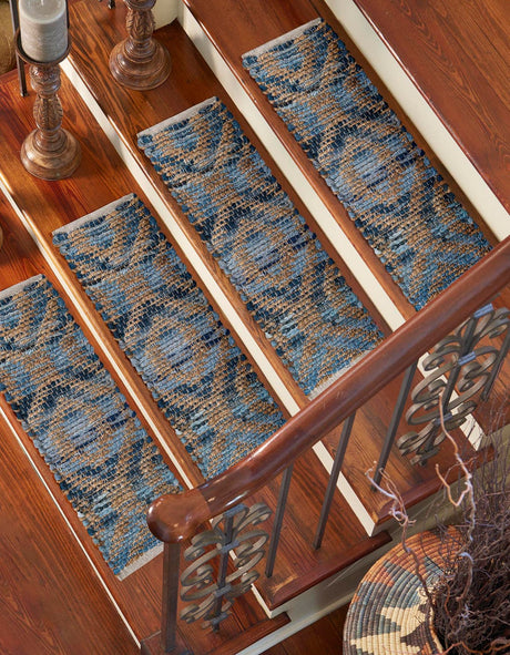 13 Pcs Navy Blue 1' x 2' 6 Chindi Jute Stair Treads