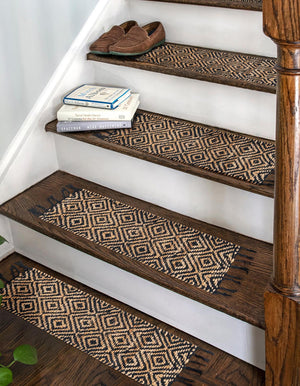 13 Pcs Black 1' x 2' 6 Braided Jute Stair Treads