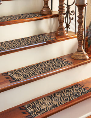 13 Pcs Black 1' x 2' 6 Braided Jute Stair Treads