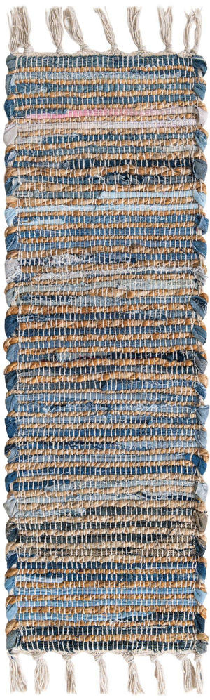 13 Pcs Blue 1' x 2' 6 Chindi Jute Stair Treads