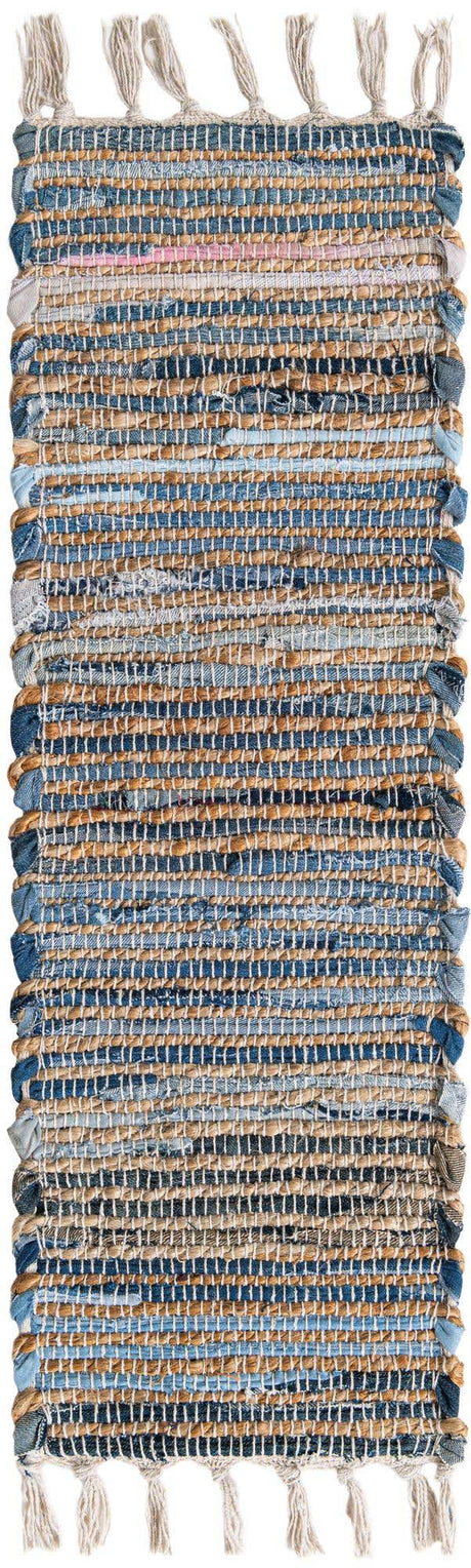 13 Pcs Blue 1' x 2' 6 Chindi Jute Stair Treads