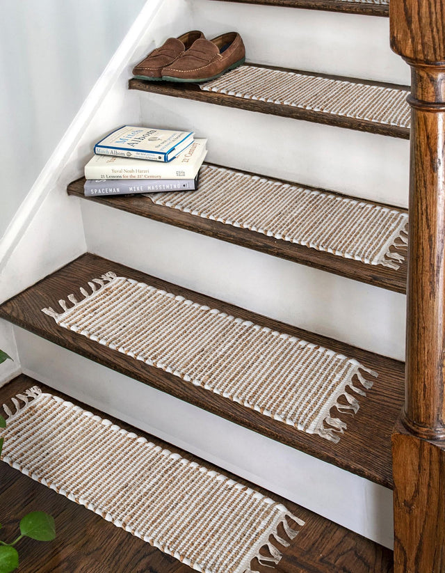 13 Pcs Natural 1' x 2' 6 Chindi Jute Stair Treads