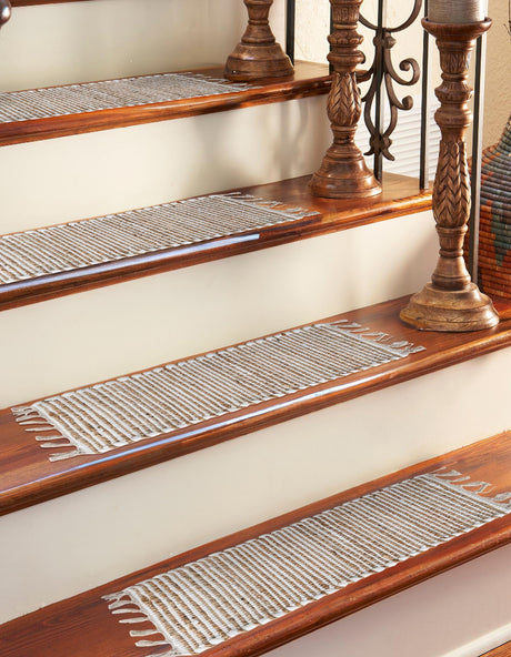 13 pcs Natural 0' 9 x 2' 6 Chindi Jute Indoor Stair Treads Accent Area Rug Staircase Set Interior Design Home Decor Carpet Mat for Sale at Rug Engine
