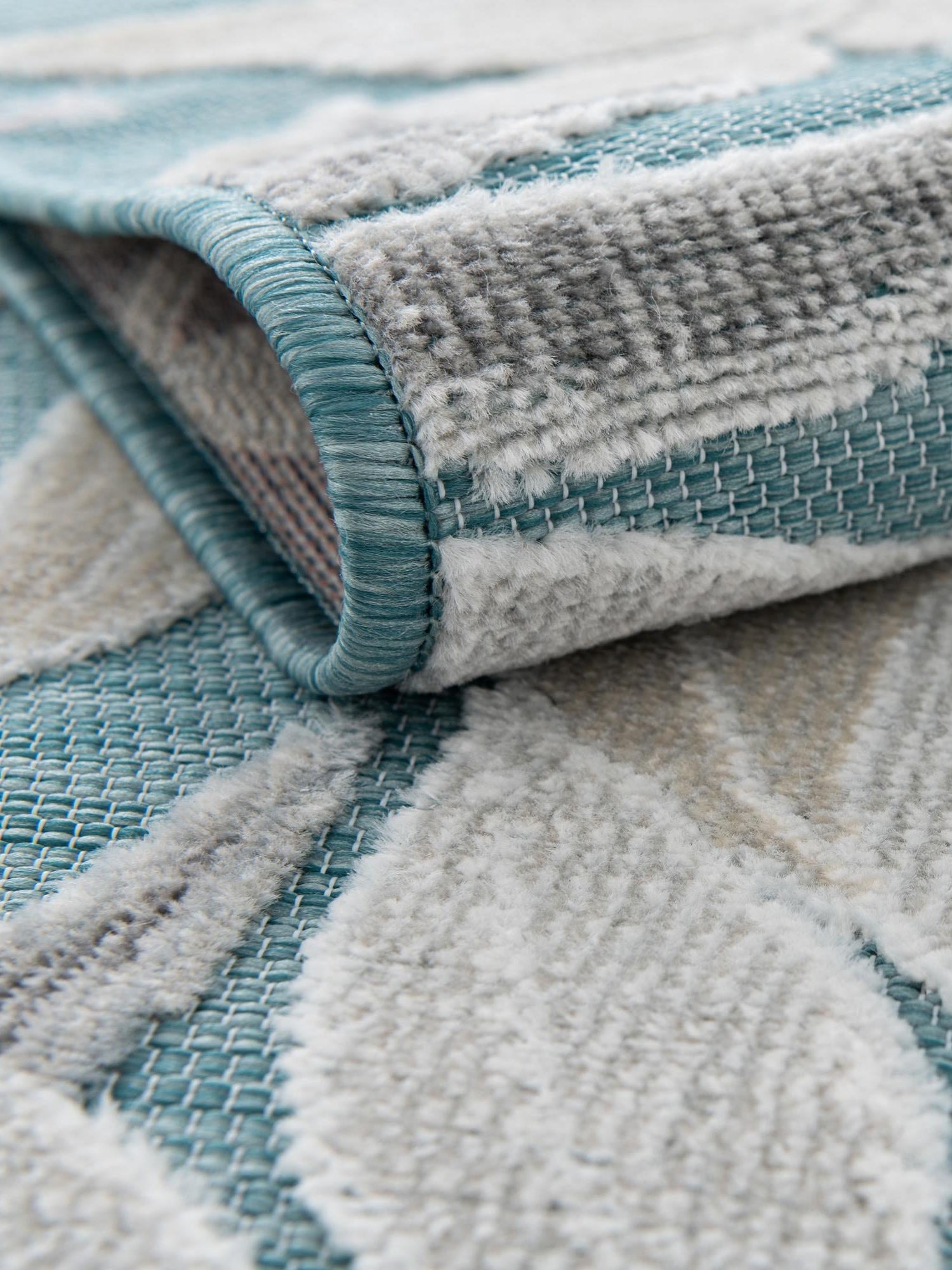 Light Blue 6' 4 x 9' Outdoor Botanical Rectangle Area Rug Weather Resistant for Patio, Deck, Terrace, Balcony, Porch Polypropylene Garden Floral Tropical Carpet for Sale at Rug Engine