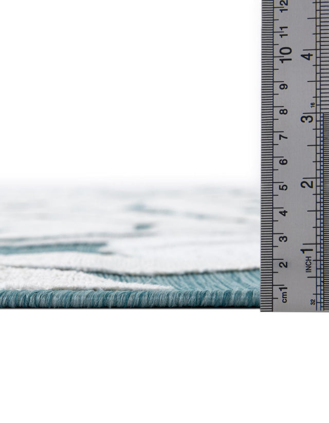 Light Blue 2' 7 x 12' Outdoor Botanical Runner Area Rug Weather Resistant for Patio, Deck, Terrace, Balcony, Porch Polypropylene Garden Floral Tropical Carpet for Sale at Rug Engine
