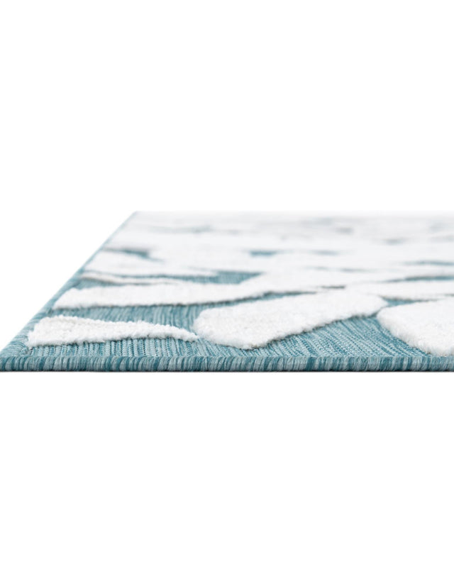 Light Blue 2' 2 x 5' 3 Outdoor Botanical Runner Area Rug Weather Resistant for Patio, Deck, Terrace, Balcony, Porch Polypropylene Garden Floral Tropical Carpet for Sale at Rug Engine